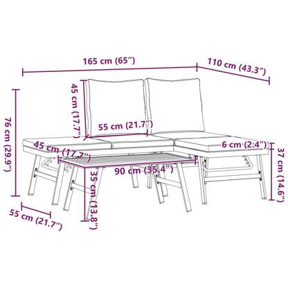 Set Panche Giardino Cuscini 3pz Nere Acciaio Verniciato Polvere | homemem39
