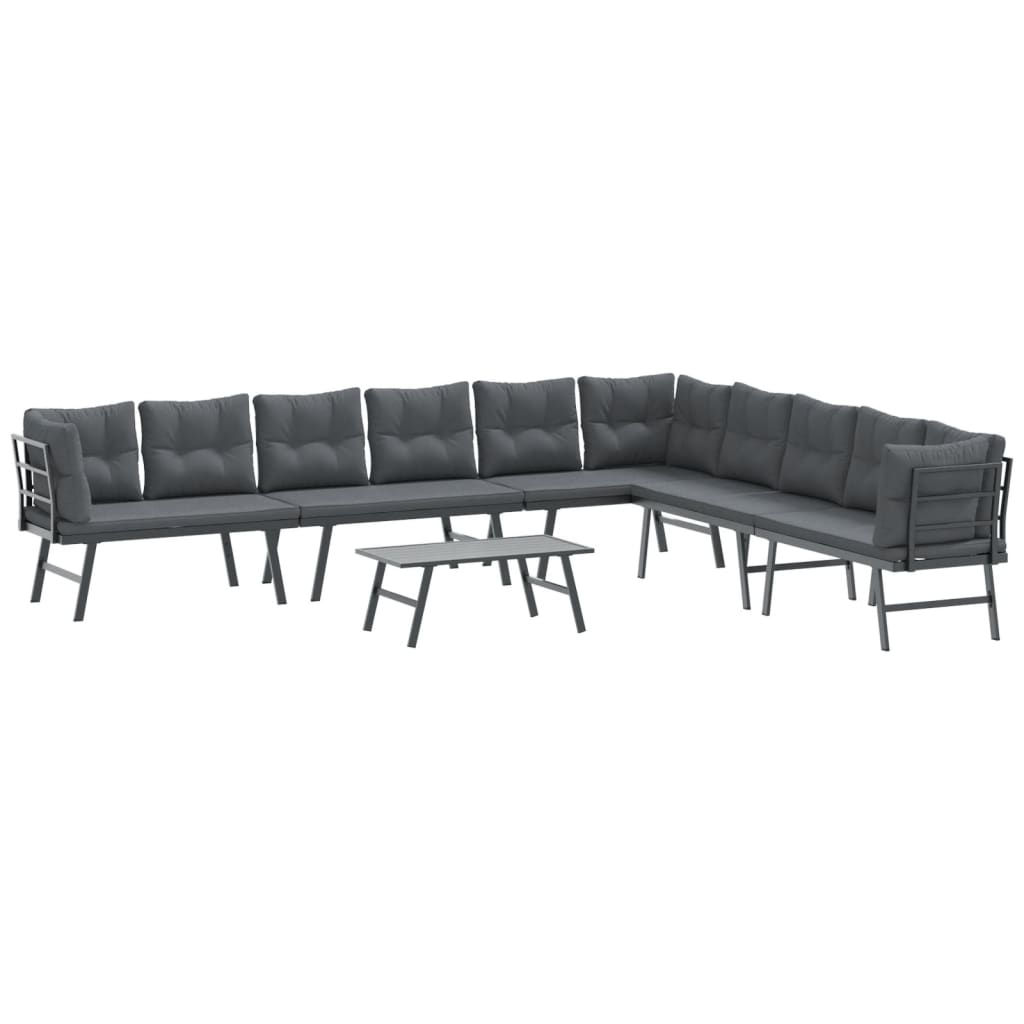 Set Panche Giardino Cuscini 5pz Nere Acciaio Verniciato Polvere | homemem39