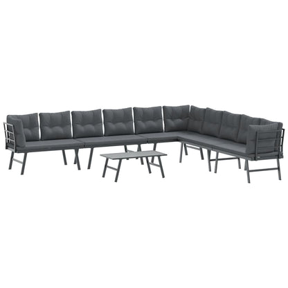Set Panche Giardino Cuscini 5pz Nere Acciaio Verniciato Polvere | homemem39
