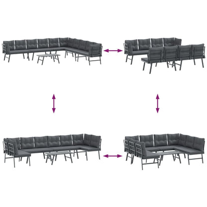 Set Panche Giardino Cuscini 5pz Nere Acciaio Verniciato Polvere | homemem39