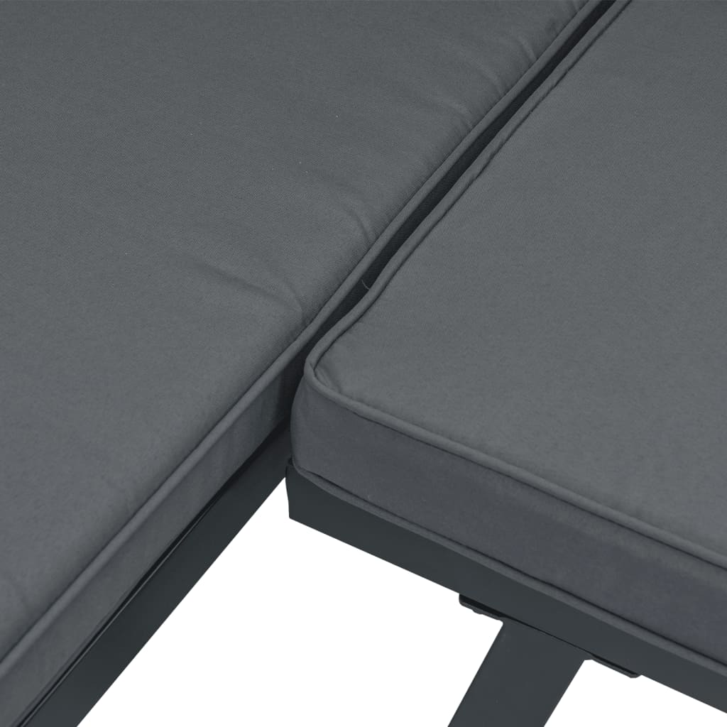 Set Panche Giardino Cuscini 5pz Nere Acciaio Verniciato Polvere | homemem39