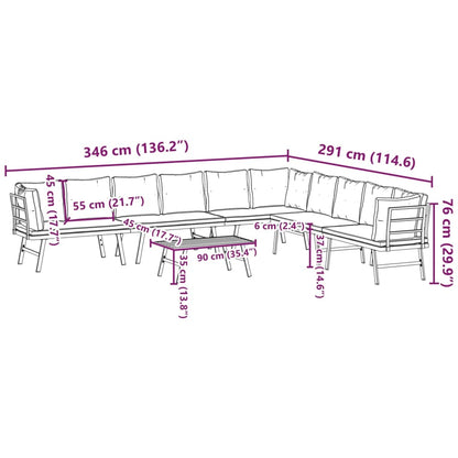 Set Panche Giardino Cuscini 5pz Nere Acciaio Verniciato Polvere | homemem39