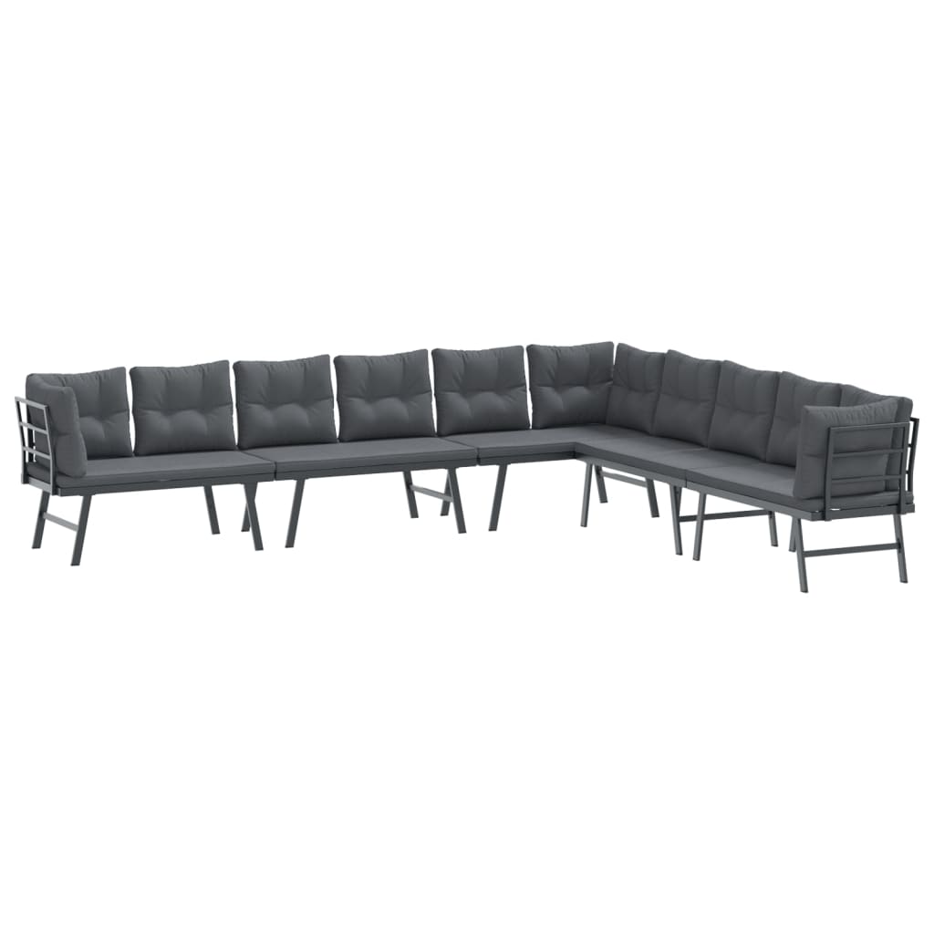 Set Panche Giardino Cuscini 4pz Nere Acciaio Verniciato Polvere | homemem39