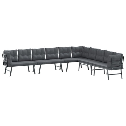 Set Panche Giardino Cuscini 4pz Nere Acciaio Verniciato Polvere | homemem39