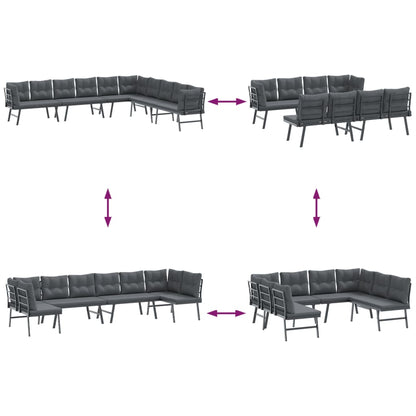 Set Panche Giardino Cuscini 4pz Nere Acciaio Verniciato Polvere | homemem39