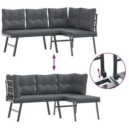 Set Panche Giardino Cuscini 4pz Nere Acciaio Verniciato Polvere | homemem39
