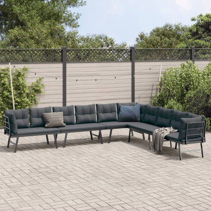 Set Panche Giardino Cuscini 4pz Nere Acciaio Verniciato Polvere | homemem39