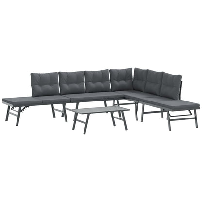 Set Panche Giardino Cuscini 5pz Nere Acciaio Verniciato Polvere | homemem39