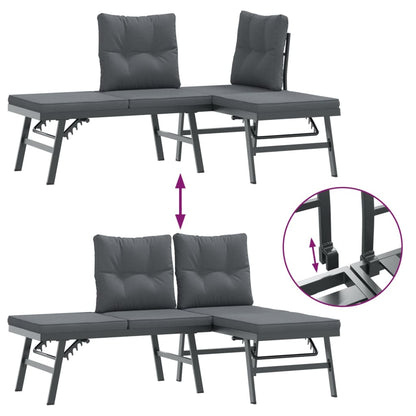 Set Panche Giardino Cuscini 5pz Nere Acciaio Verniciato Polvere | homemem39