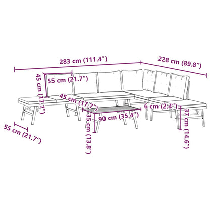 Set Panche Giardino Cuscini 5pz Nere Acciaio Verniciato Polvere | homemem39