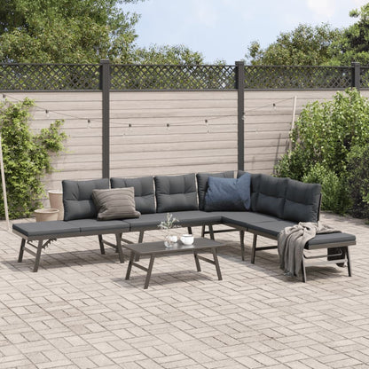 Set Panche Giardino Cuscini 5pz Nere Acciaio Verniciato Polvere | homemem39