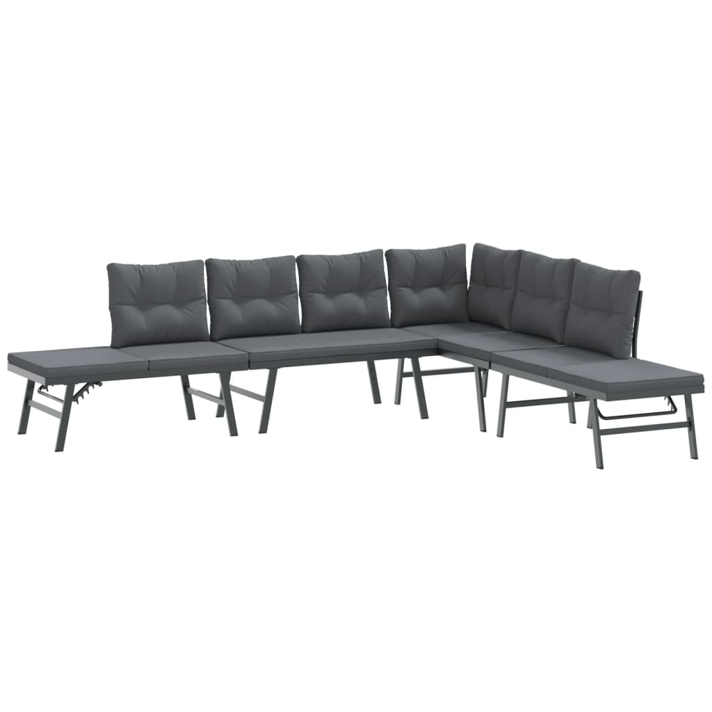 Set Panche Giardino Cuscini 4pz Nere Acciaio Verniciato Polvere | homemem39