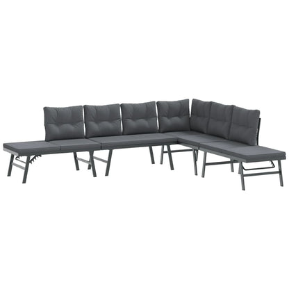 Set Panche Giardino Cuscini 4pz Nere Acciaio Verniciato Polvere | homemem39