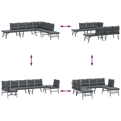 Set Panche Giardino Cuscini 4pz Nere Acciaio Verniciato Polvere | homemem39