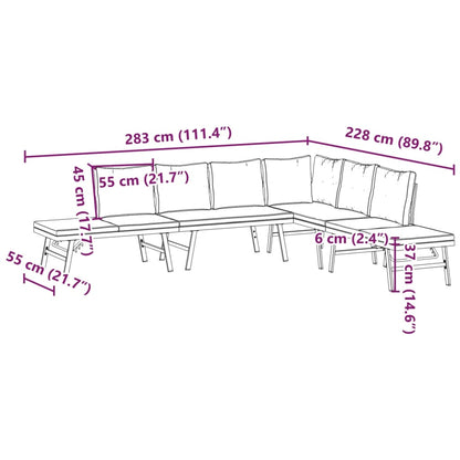Set Panche Giardino Cuscini 4pz Nere Acciaio Verniciato Polvere | homemem39