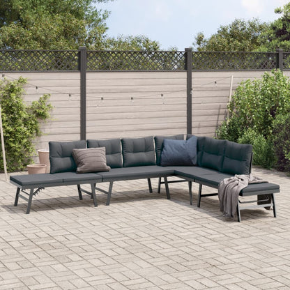 Set Panche Giardino Cuscini 4pz Nere Acciaio Verniciato Polvere | homemem39