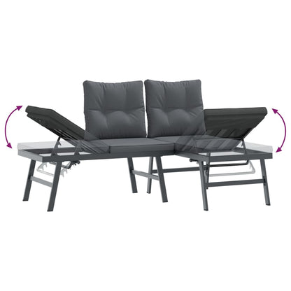 Set Panche Giardino Cuscini 7pz Nere Acciaio Verniciato Polvere | homemem39