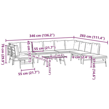 Set Panche Giardino Cuscini 6pz Nere Acciaio Verniciato Polvere | homemem39