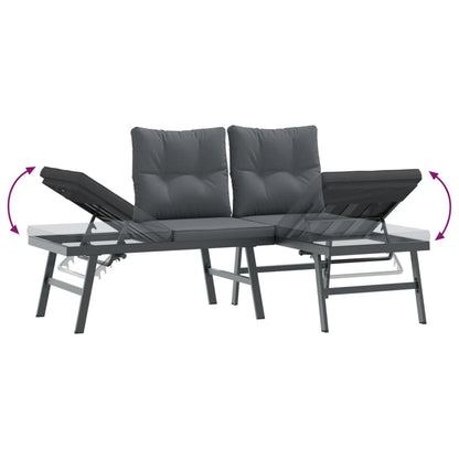 Set Panche Giardino Cuscini 9pz Nere Acciaio Verniciato Polvere | homemem39