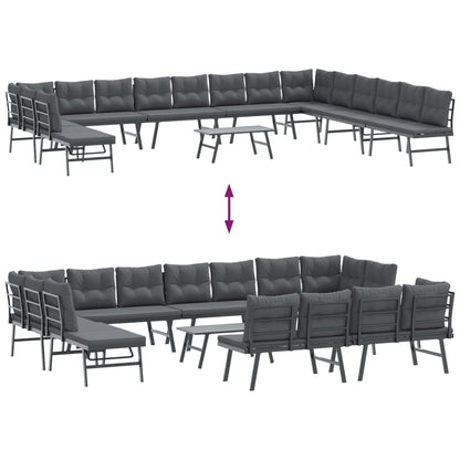 Set Panche Giardino Cuscini 9pz Nere Acciaio Verniciato Polvere | homemem39
