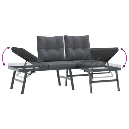 Set Panche Giardino Cuscini 8pz Nere Acciaio Verniciato Polvere | homemem39