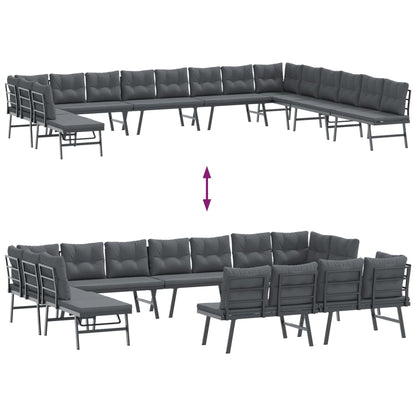 Set Panche Giardino Cuscini 8pz Nere Acciaio Verniciato Polvere | homemem39