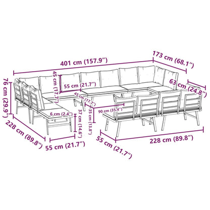 Set Panche Giardino Cuscini 8pz Nere Acciaio Verniciato Polvere | homemem39