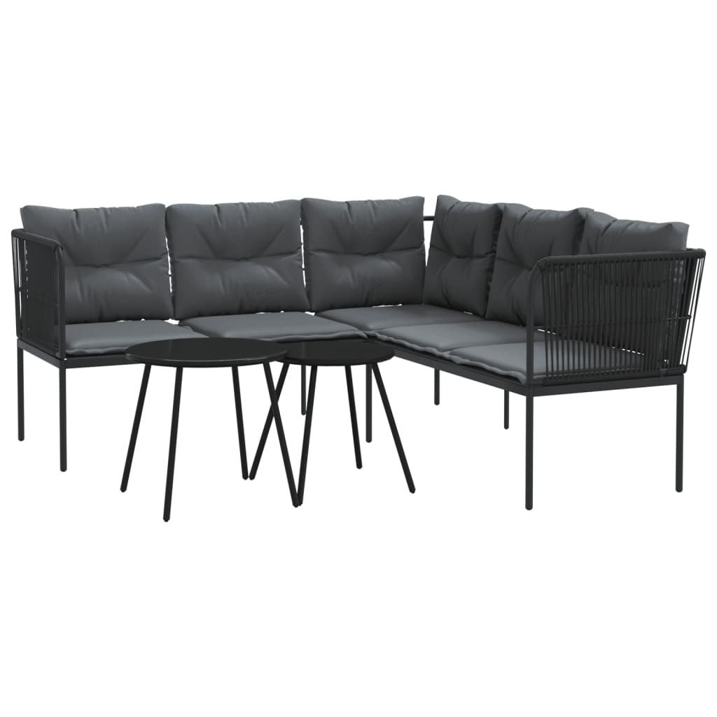 Set Divano da Giardino con Cuscini Nero Acciaio e Textilene | homemem39