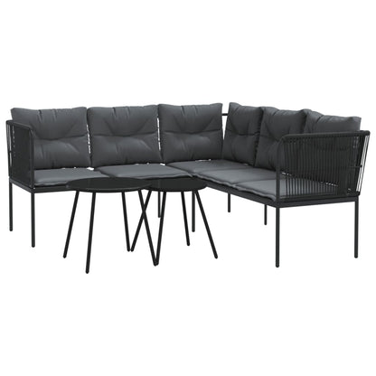 Set Divano da Giardino con Cuscini Nero Acciaio e Textilene | homemem39