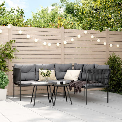 Set Divano da Giardino con Cuscini Nero Acciaio e Textilene | homemem39