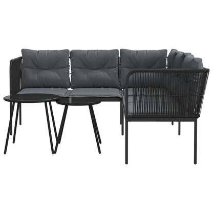 Set Divano da Giardino con Cuscini Nero Acciaio e Textilene | homemem39