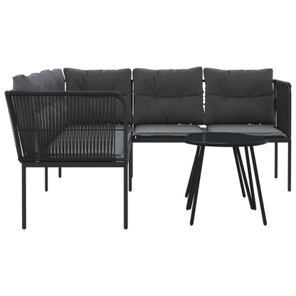 Set Divano da Giardino con Cuscini Nero Acciaio e Textilene | homemem39