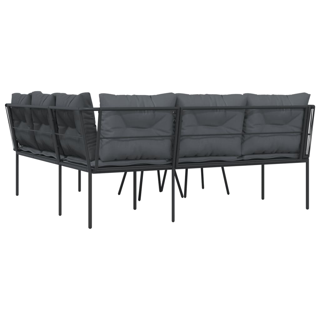 Set Divano da Giardino con Cuscini Nero Acciaio e Textilene | homemem39