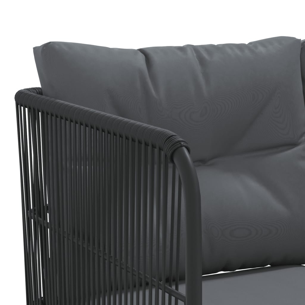 Set Divano da Giardino con Cuscini Nero Acciaio e Textilene | homemem39