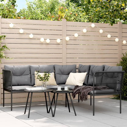 Set Divano da Giardino con Cuscini Nero Acciaio e Textilene | homemem39
