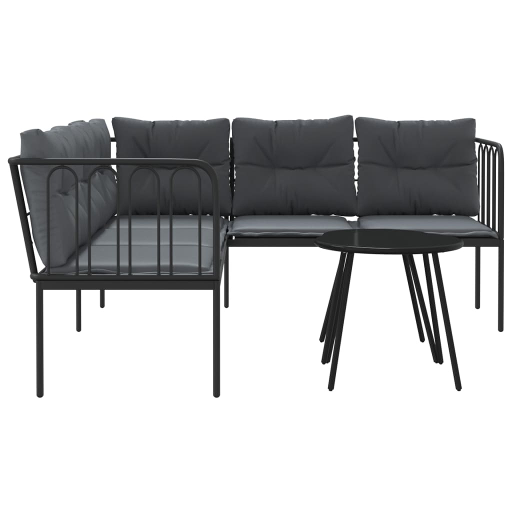 Set Divano da Giardino con Cuscini Nero Acciaio e Textilene | homemem39