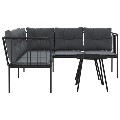 Set Divano da Giardino con Cuscini Nero Acciaio e Textilene | homemem39