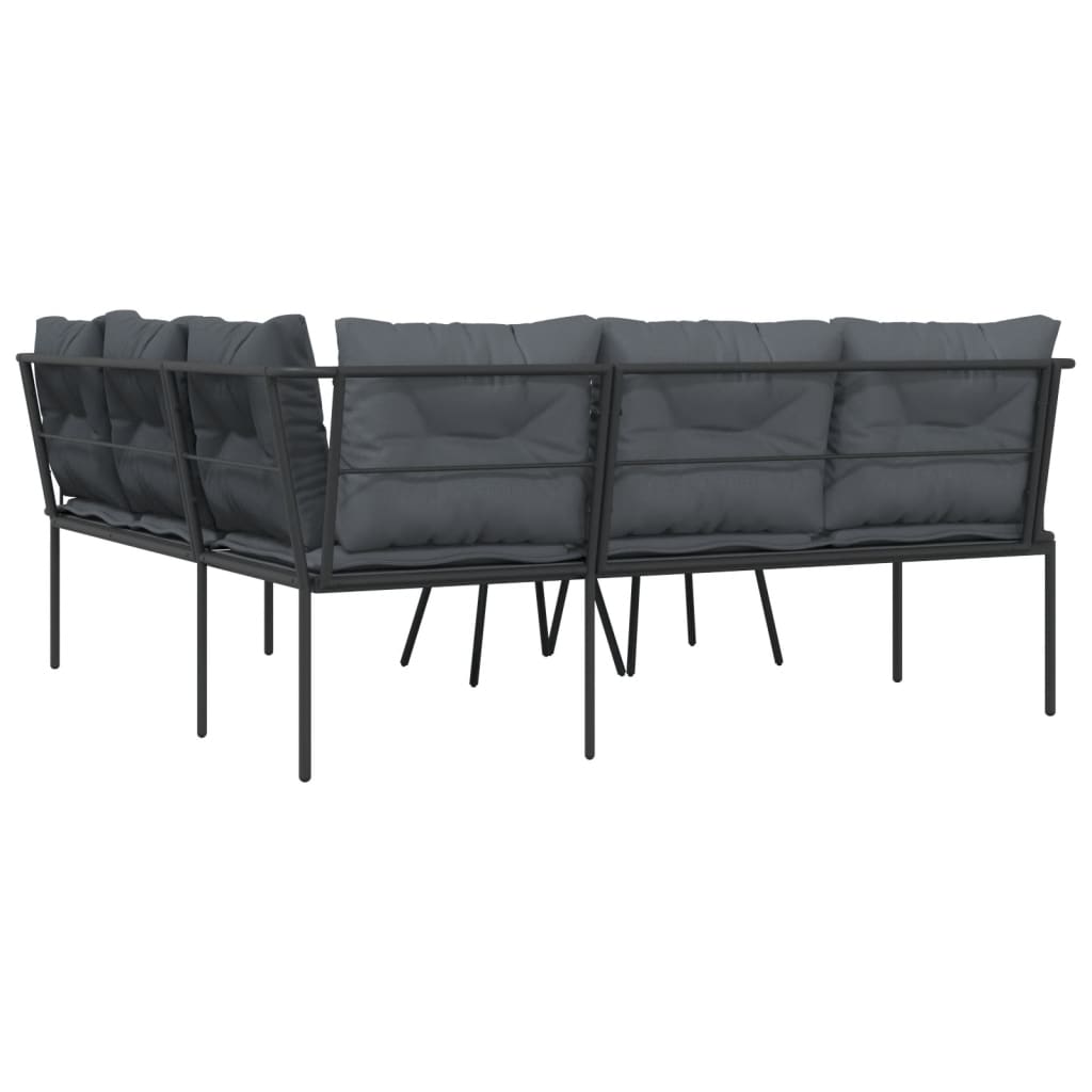 Set Divano da Giardino con Cuscini Nero Acciaio e Textilene | homemem39