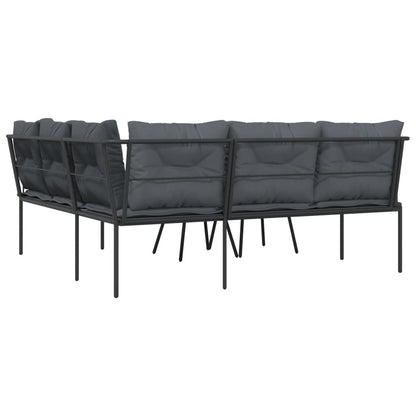Set Divano da Giardino con Cuscini Nero Acciaio e Textilene | homemem39