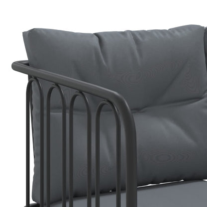 Set Divano da Giardino con Cuscini Nero Acciaio e Textilene | homemem39