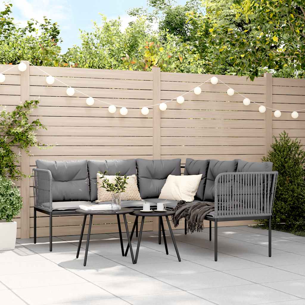Set Divano da Giardino con Cuscini Nero Acciaio e Textilene | homemem39