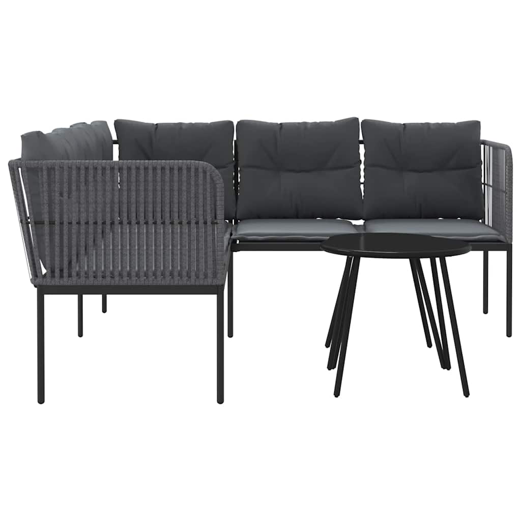Set Divano da Giardino con Cuscini Nero Acciaio e Textilene | homemem39