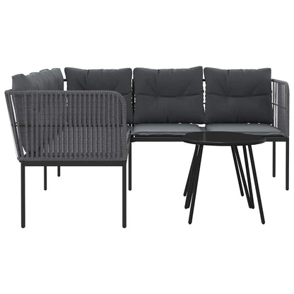 Set Divano da Giardino con Cuscini Nero Acciaio e Textilene | homemem39