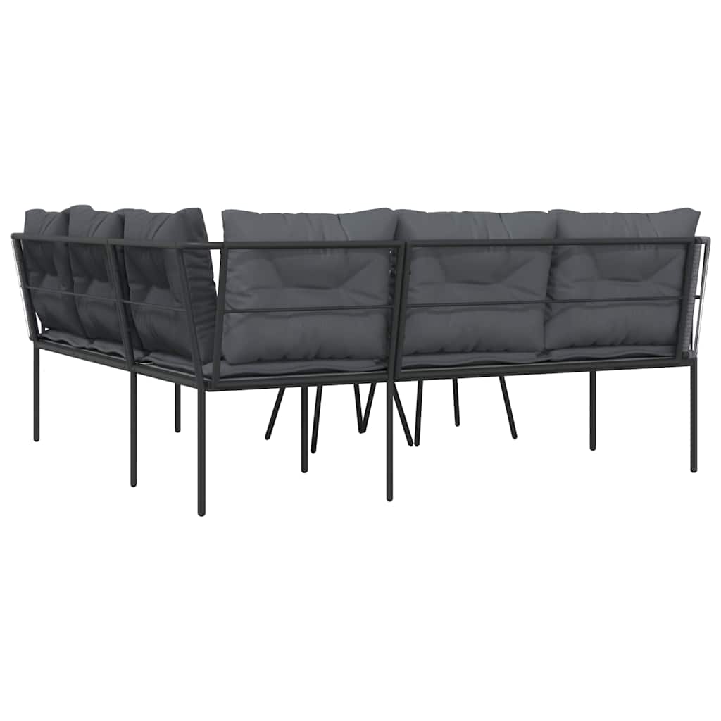 Set Divano da Giardino con Cuscini Nero Acciaio e Textilene | homemem39