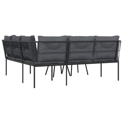 Set Divano da Giardino con Cuscini Nero Acciaio e Textilene | homemem39