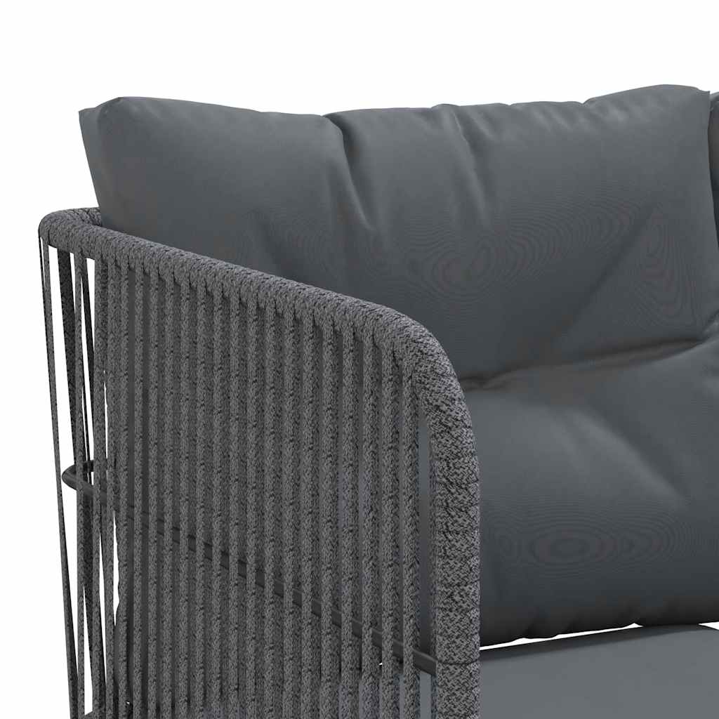 Set Divano da Giardino con Cuscini Nero Acciaio e Textilene | homemem39