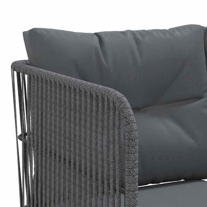 Set Divano da Giardino con Cuscini Nero Acciaio e Textilene | homemem39