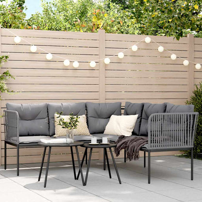 Set Divano da Giardino con Cuscini Nero Acciaio e Textilene | homemem39