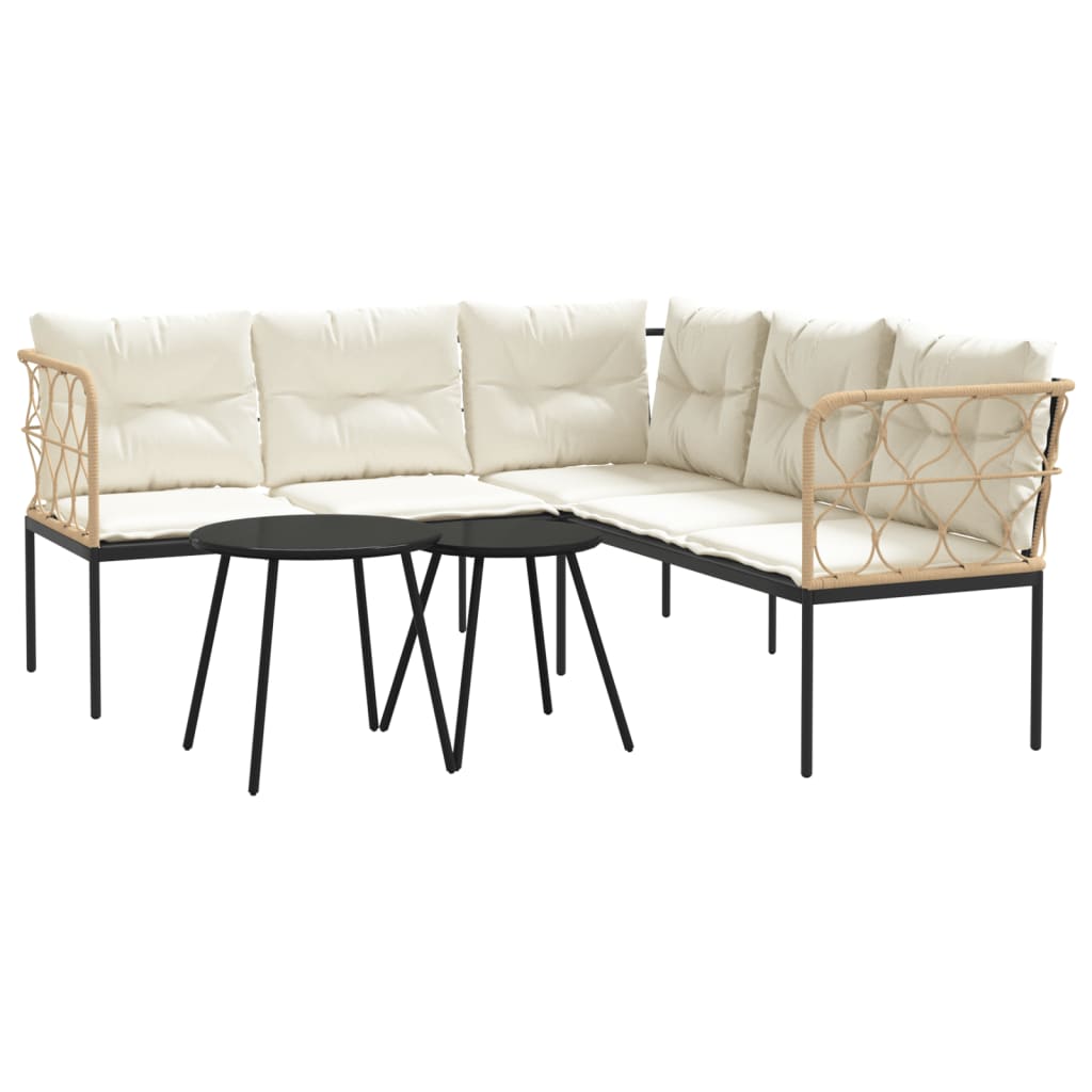 Set Divano da Giardino con Cuscini Nero Acciaio e Textilene | homemem39