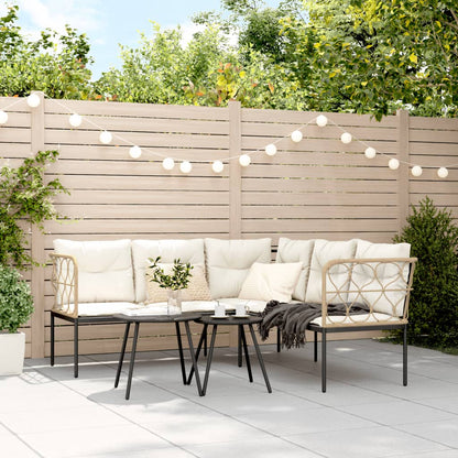 Set Divano da Giardino con Cuscini Nero Acciaio e Textilene | homemem39